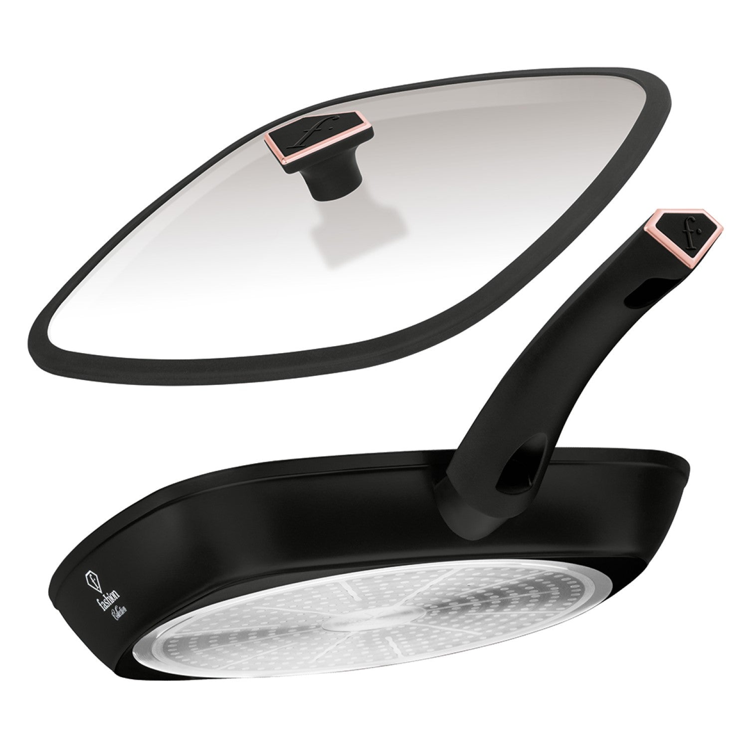 Fashion By Berlinger Haus 28cm TitanPro Non-Stick Grill Pan with Lid - Matte Black