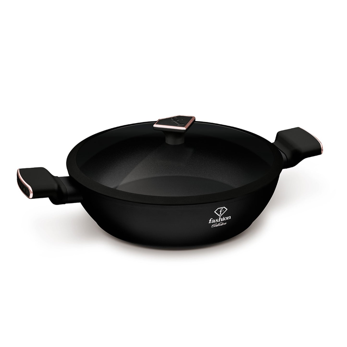 Fashion By Berlinger Haus 28cm TitanPro Non-Stick Shallow Pot with Lid - Matte Black