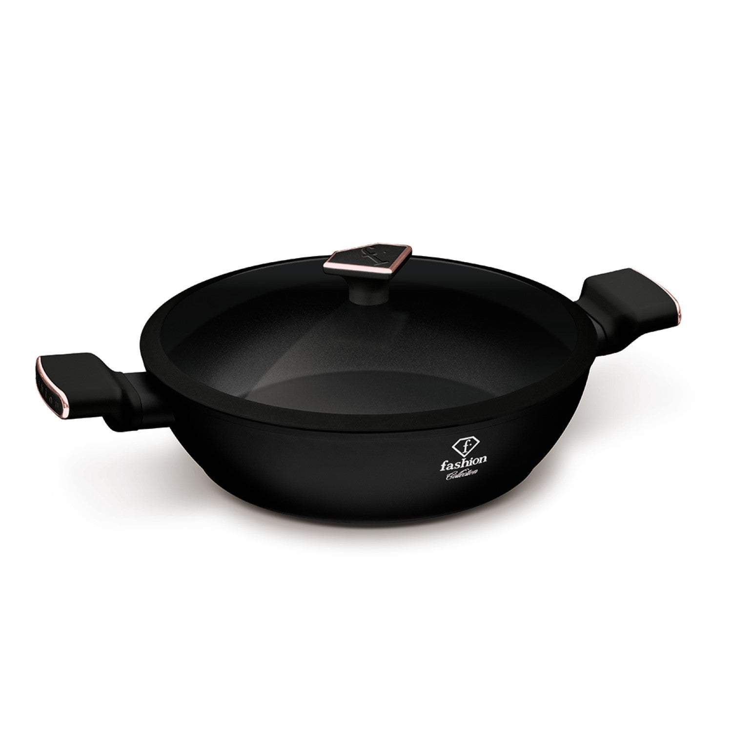Fashion By Berlinger Haus 28cm TitanPro Non-Stick Shallow Pot with Lid - Matte Black