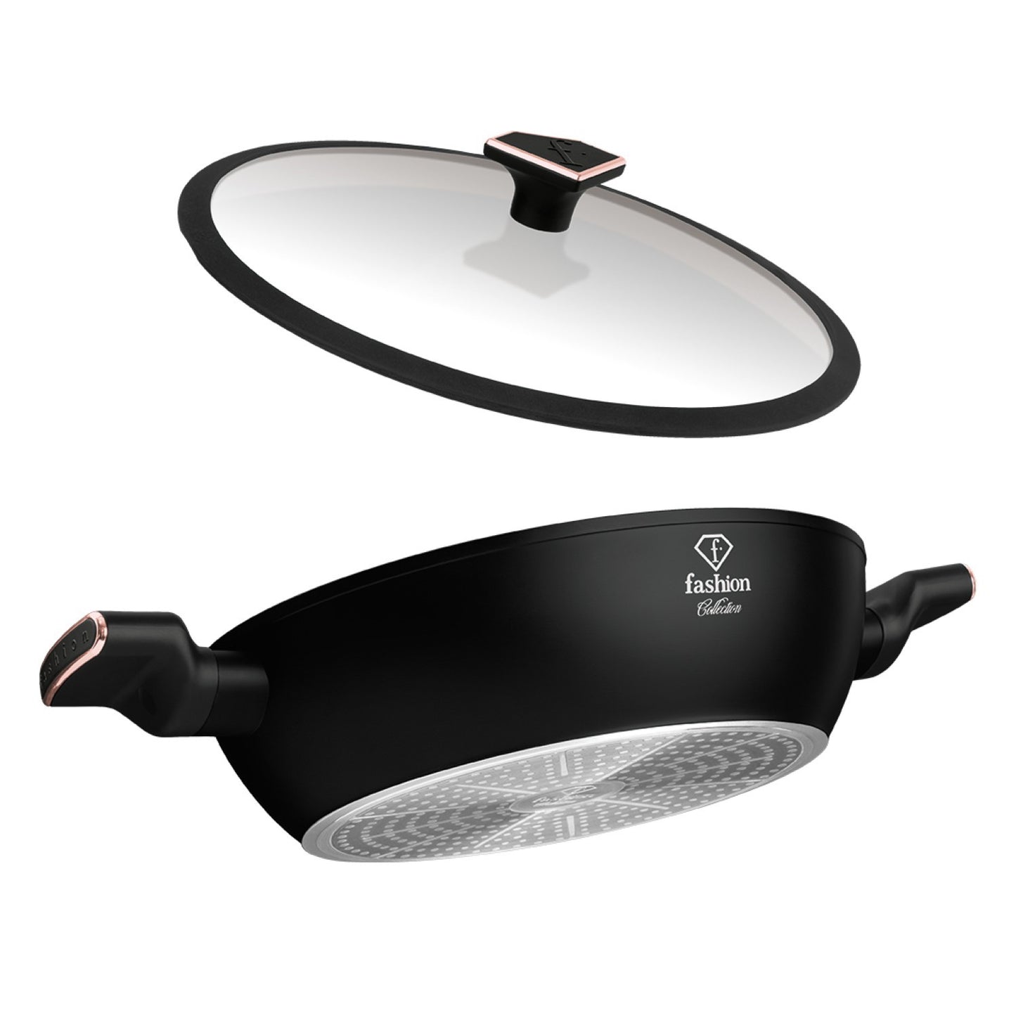 Fashion By Berlinger Haus 28cm TitanPro Non-Stick Shallow Pot with Lid - Matte Black