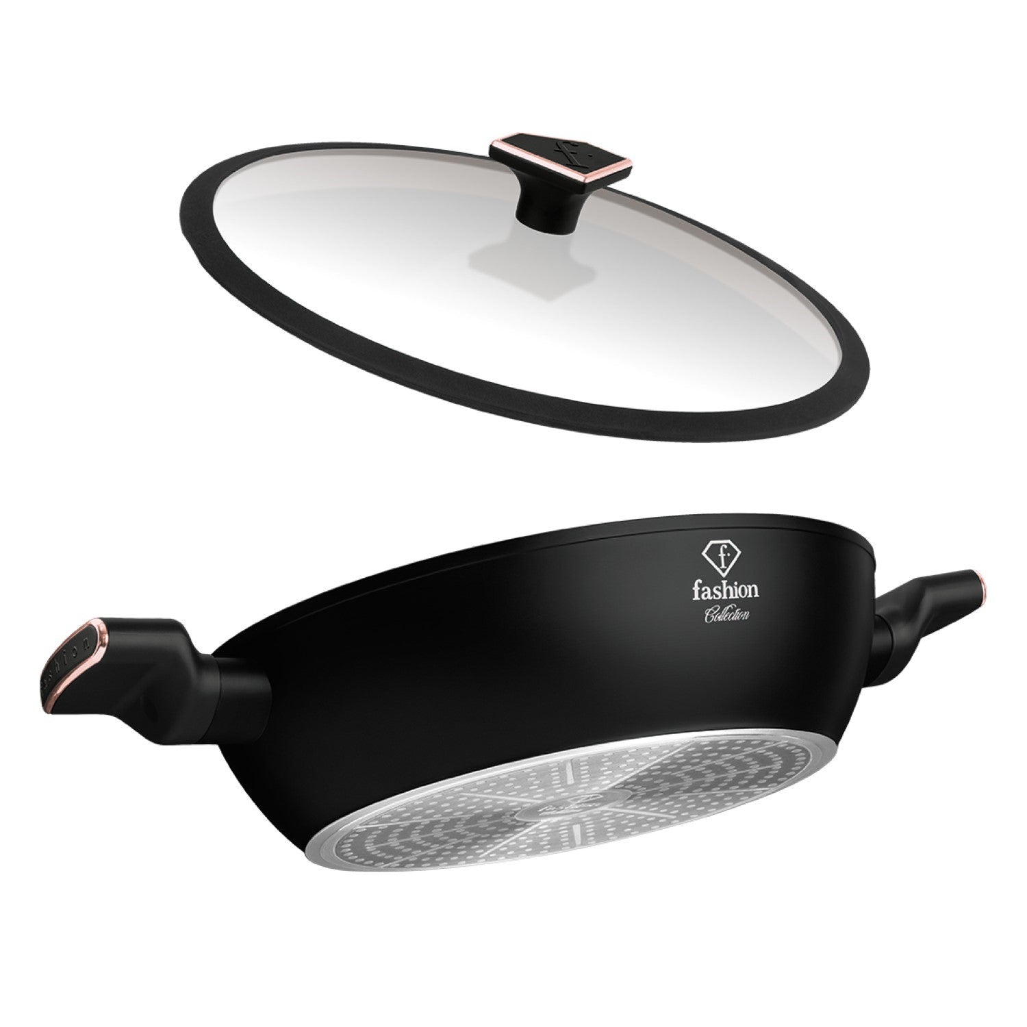 Fashion By Berlinger Haus 28cm TitanPro Non-Stick Shallow Pot with Lid - Matte Black