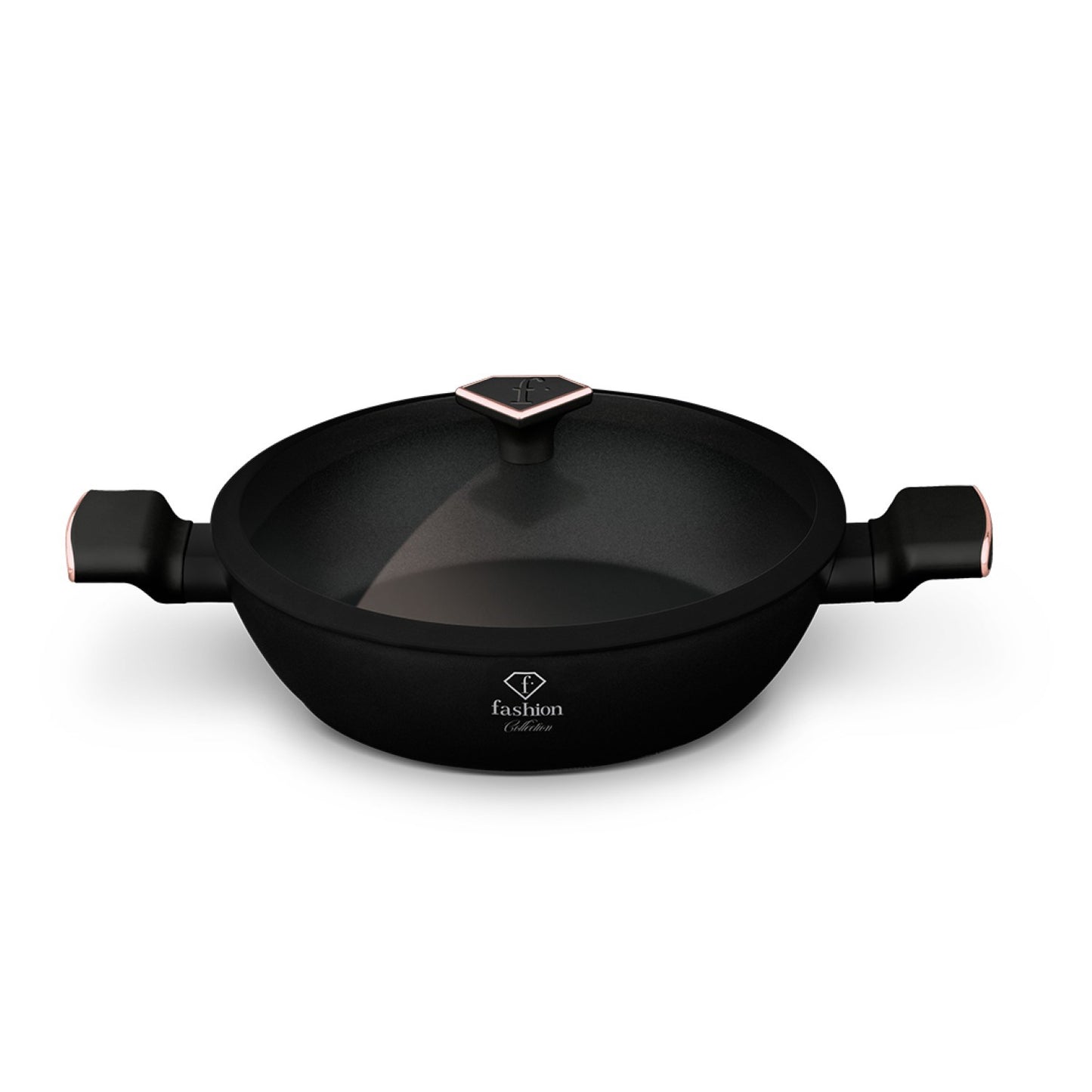 Fashion By Berlinger Haus 28cm TitanPro Non-Stick Shallow Pot with Lid - Matte Black