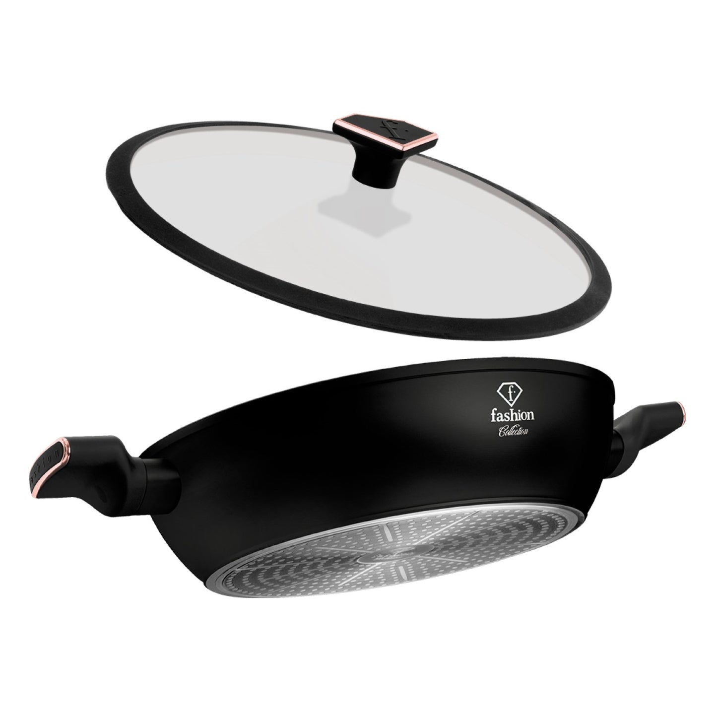 Fashion By Berlinger Haus 30cm TitanPro Non-Stick Shallow Pot with Lid - Matte Black