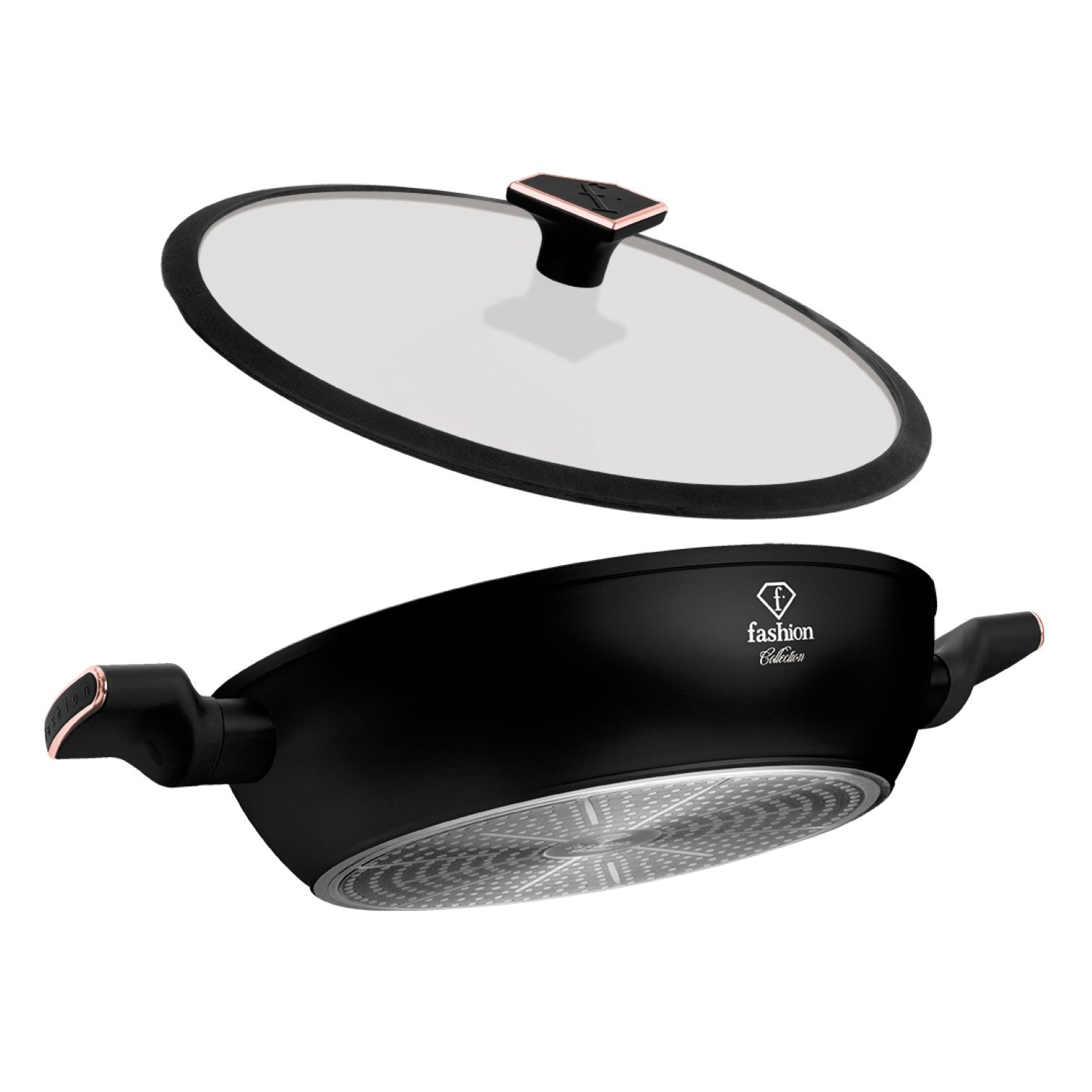 Fashion By Berlinger Haus 30cm TitanPro Non-Stick Shallow Pot with Lid - Matte Black