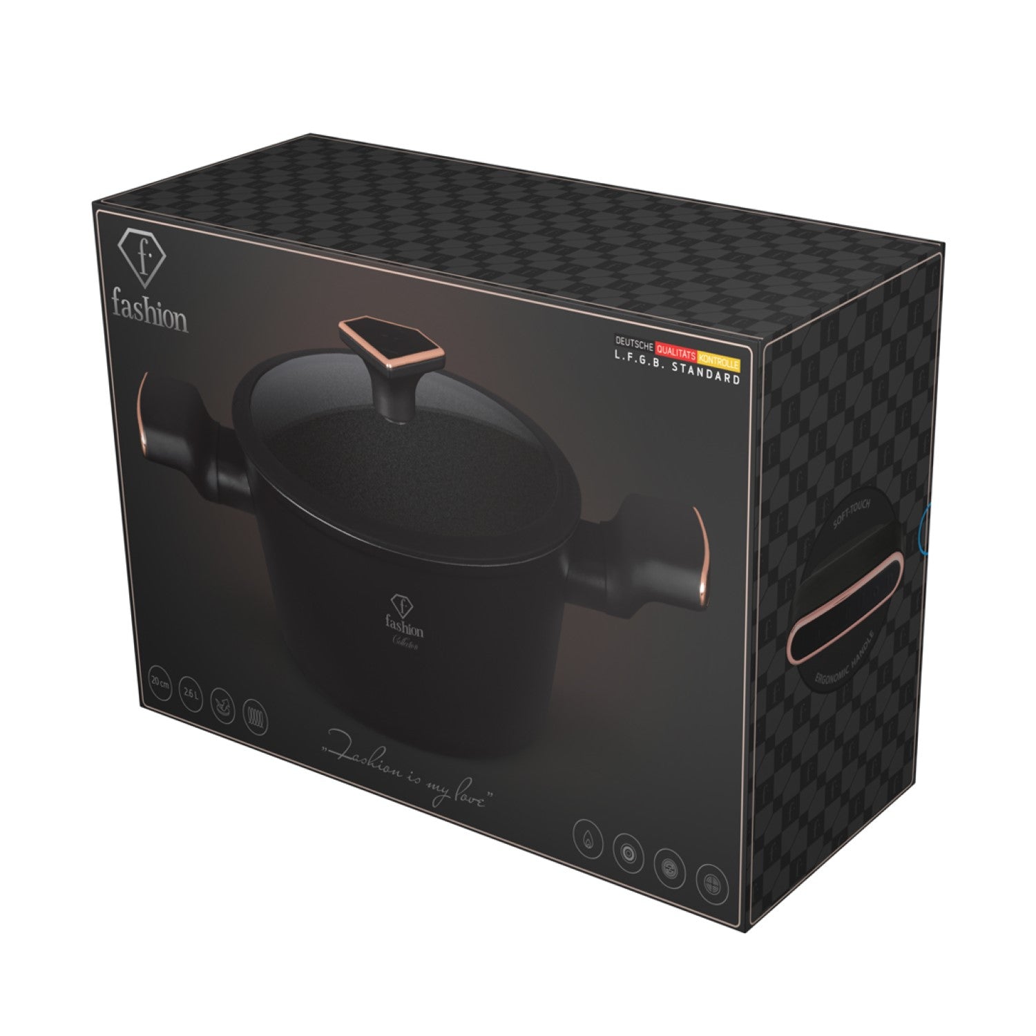 Fashion By Berlinger Haus 20cm TitanPro Non-Stick Casserole with Lid - Matte Black