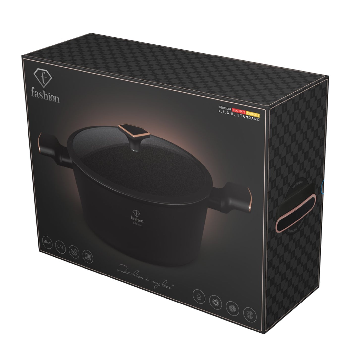 Fashion By Berlinger Haus 28cm TitanPro Non-Stick Casserole with Lid - Matte Black