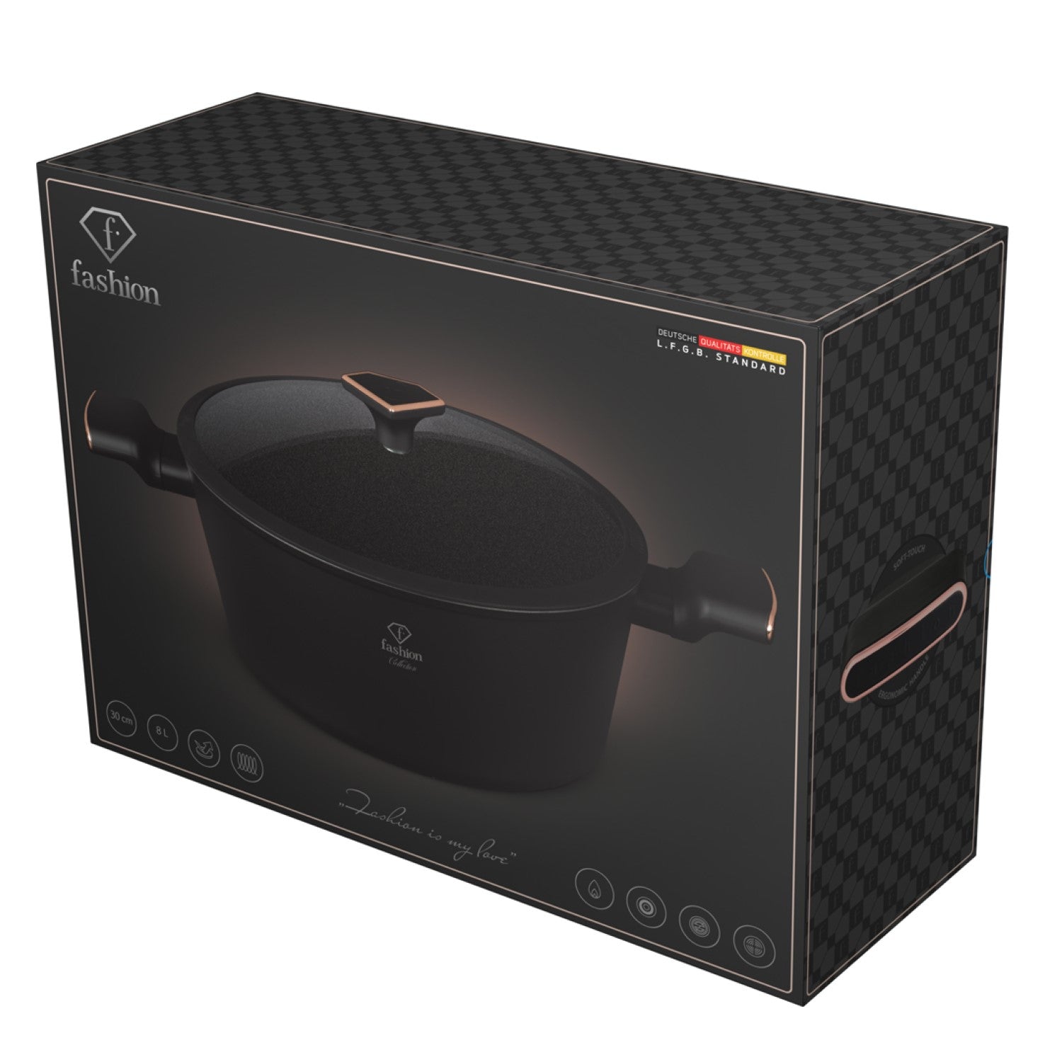 Fashion By Berlinger Haus 30cm TitanPro Non-Stick Casserole with Lid - Matte Black