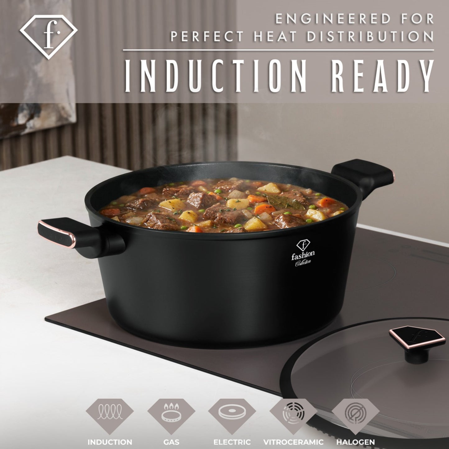 Fashion By Berlinger Haus 30cm TitanPro Non-Stick Casserole with Lid - Matte Black