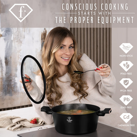 Fashion By Berlinger Haus 30cm TitanPro Non-Stick Casserole with Lid - Matte Black