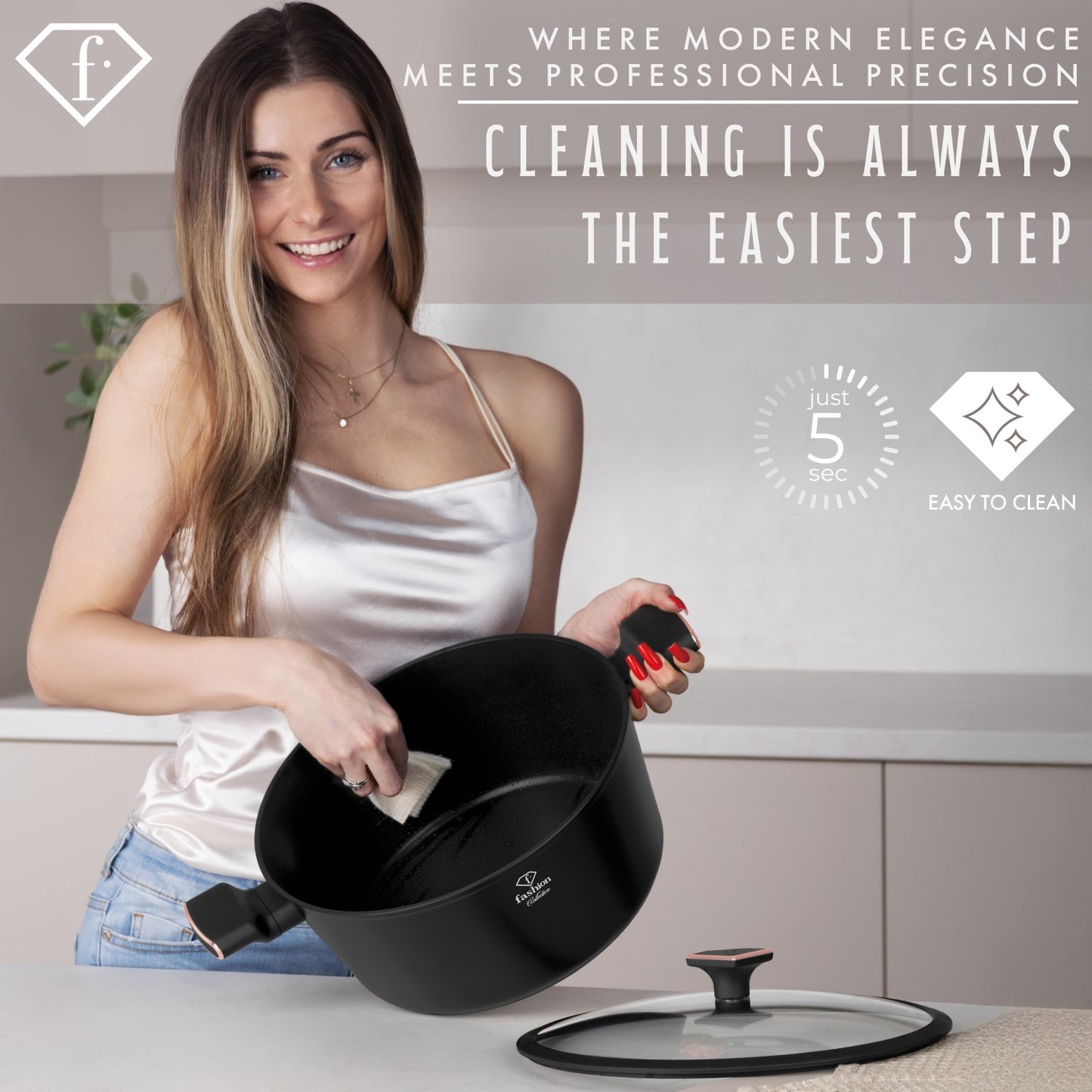 Fashion By Berlinger Haus 30cm TitanPro Non-Stick Casserole with Lid - Matte Black