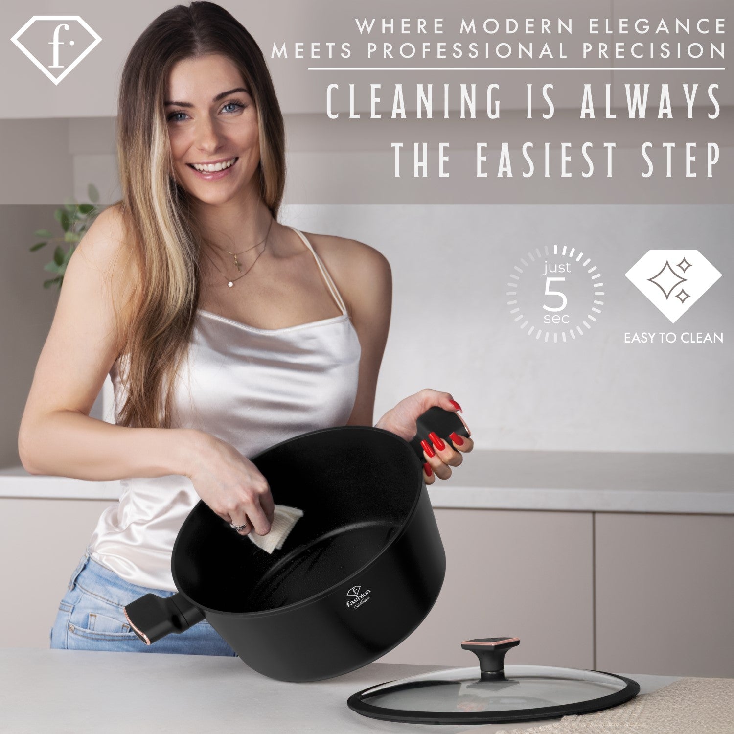 Fashion By Berlinger Haus 30cm TitanPro Non-Stick Casserole with Lid - Matte Black