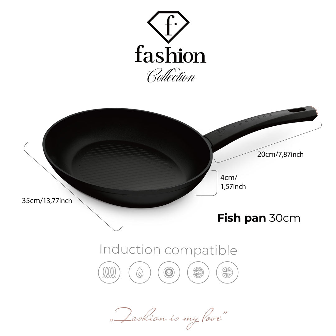 Fashion By Berlinger Haus 35cm Titan Pro Non-Stick Fish Pan - Black Rose
