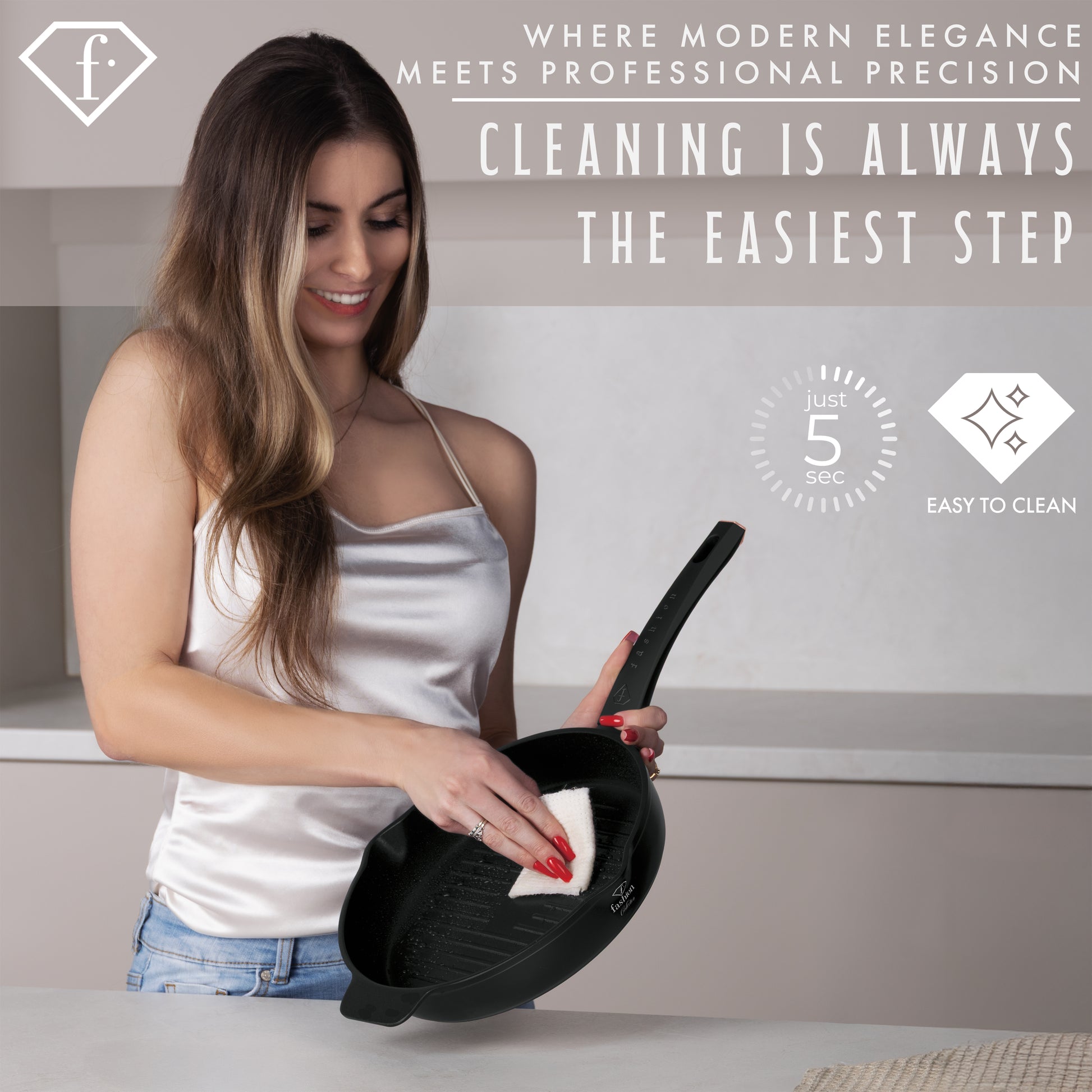 Fashion By Berlinger Haus 26cm TitanPro Non-Stick Round Grill Pan - Matte Black