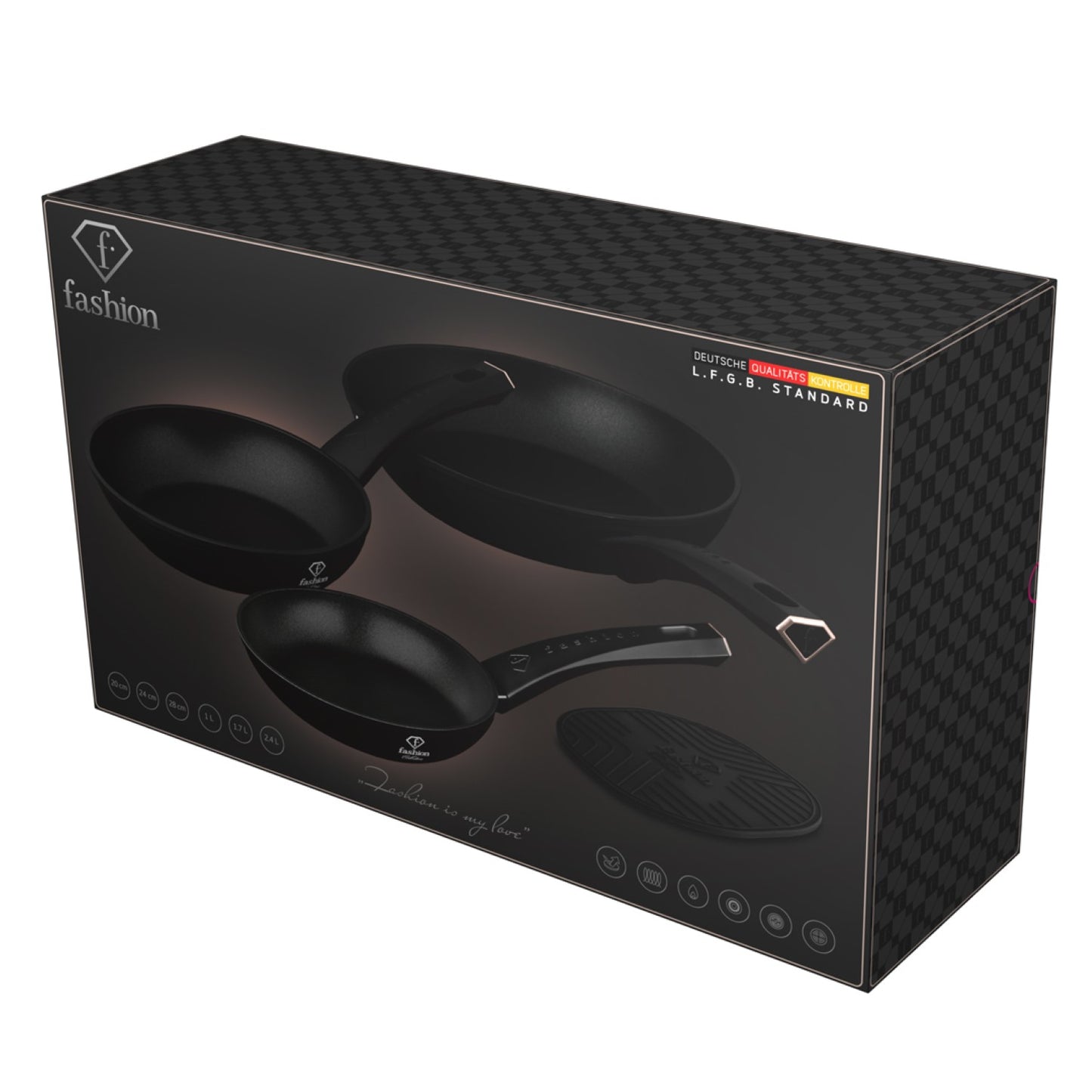 Fashion By Berlinger Haus 4 Piece TitanPro Non-Stick Frypan Set - Matte Black