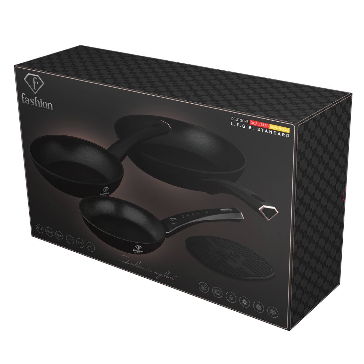 Fashion By Berlinger Haus 4 Piece TitanPro Non-Stick Frypan Set - Matte Black