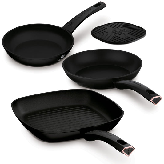 Fashion By Berlinger Haus 4 Piece TitanPro Non-Stick Frypan Set - Matte Black