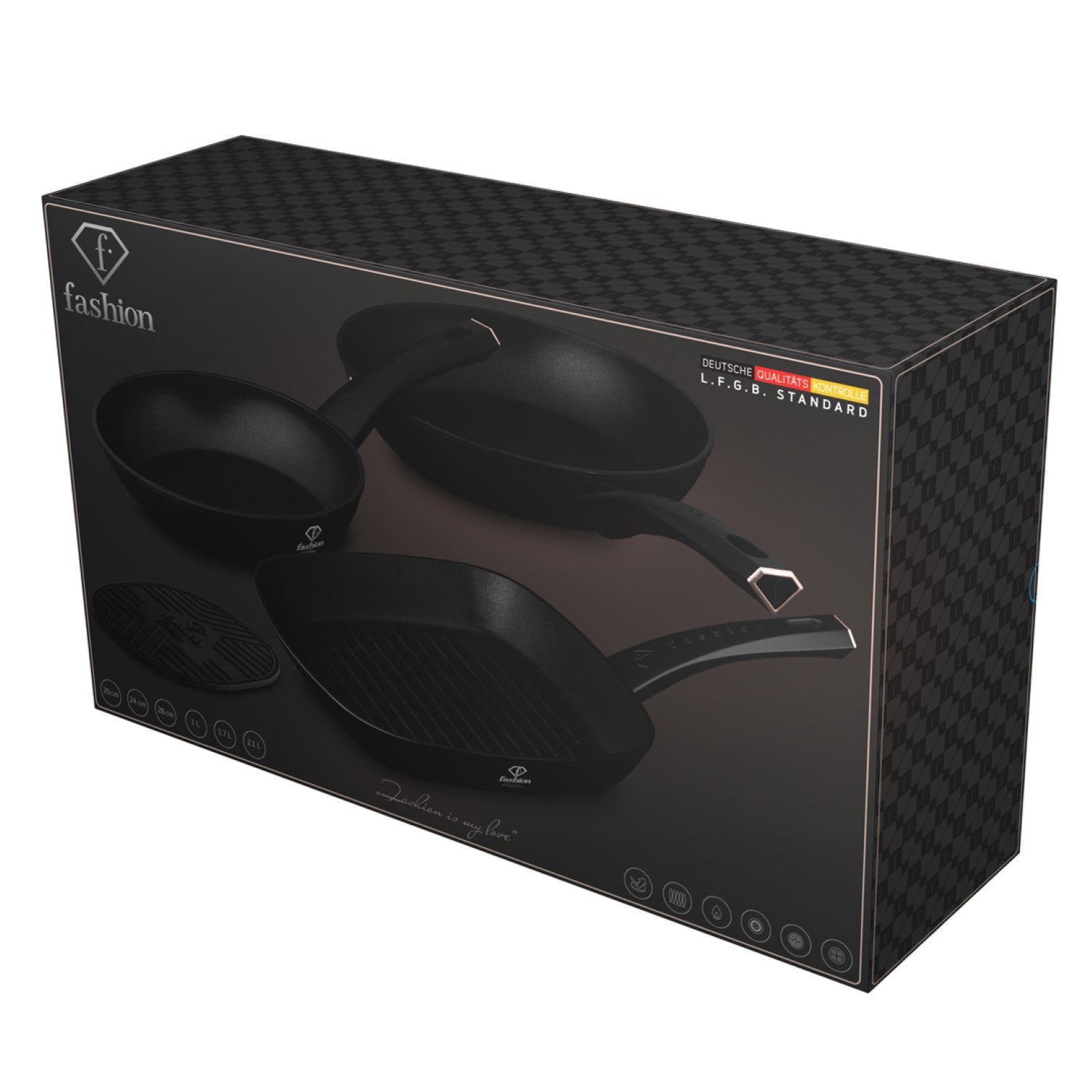 Fashion By Berlinger Haus 4 Piece TitanPro Non-Stick Frypan Set - Matte Black
