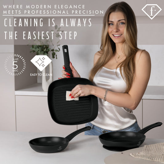 Fashion By Berlinger Haus 4 Piece TitanPro Non-Stick Frypan Set - Matte Black