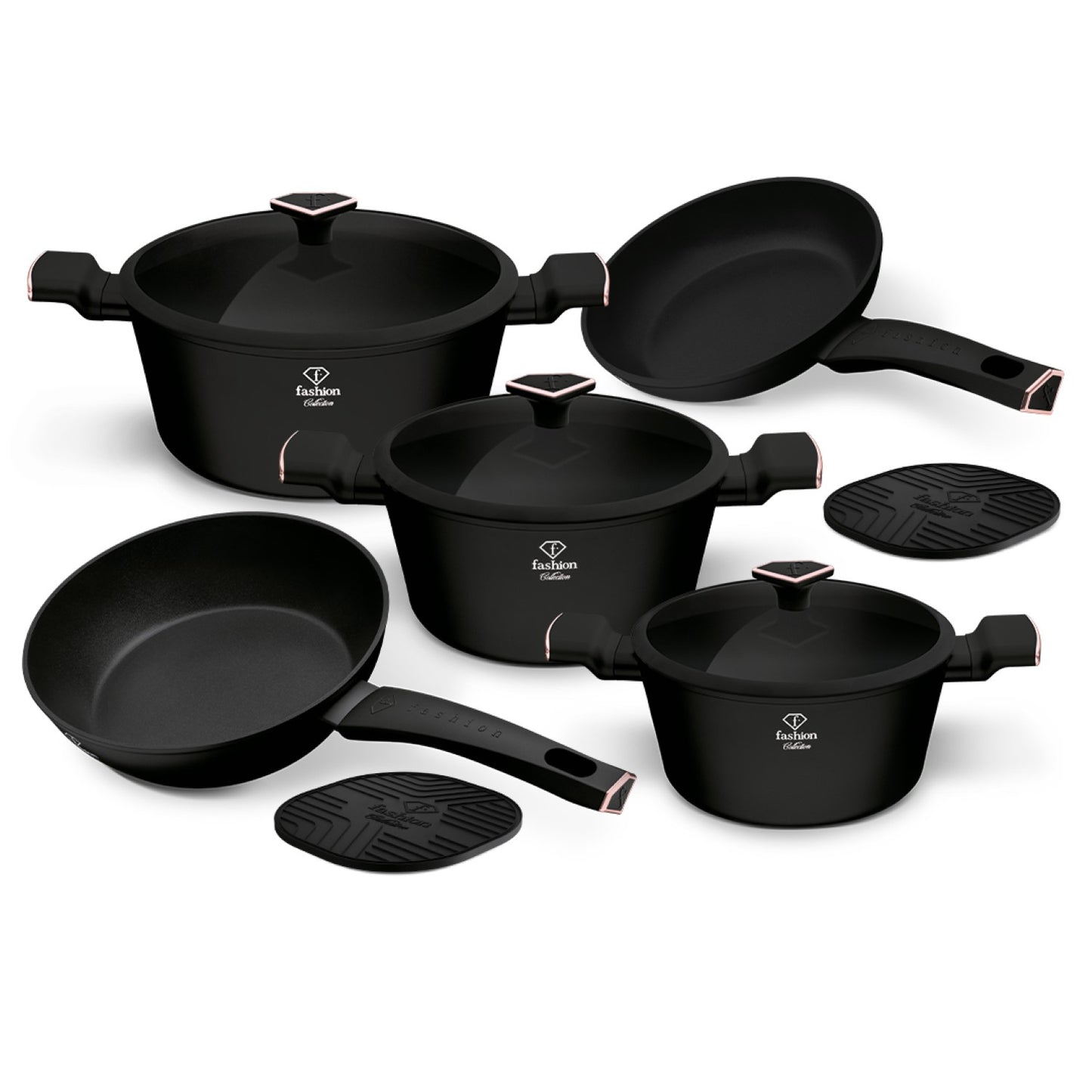 Fashion By Berlinger Haus 10 Piece TitanPro Non-Stick Cookware Set - Matte Black
