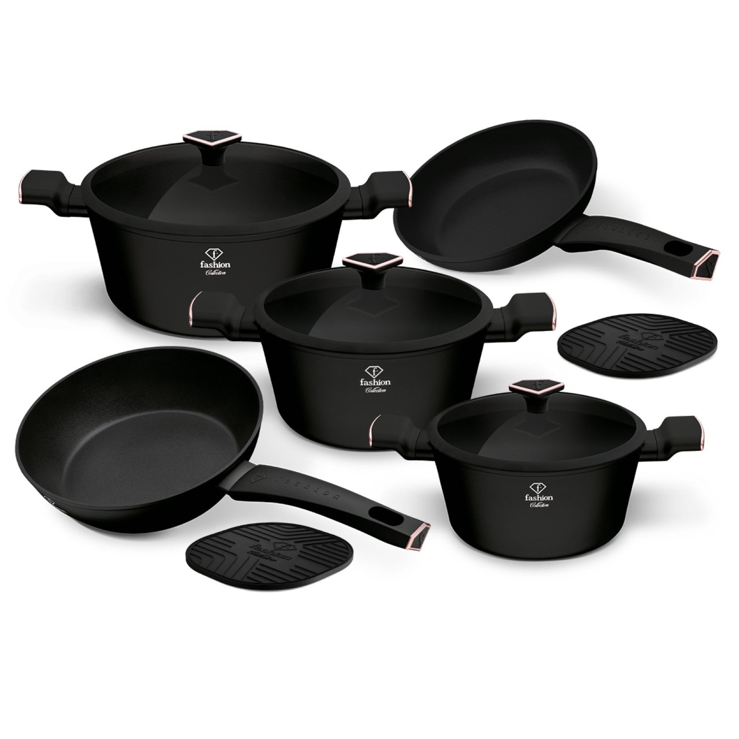 Fashion By Berlinger Haus 10 Piece TitanPro Non-Stick Cookware Set - Matte Black