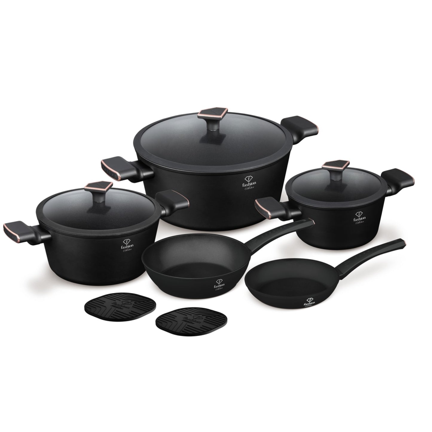Fashion By Berlinger Haus 10 Piece TitanPro Non-Stick Cookware Set - Matte Black