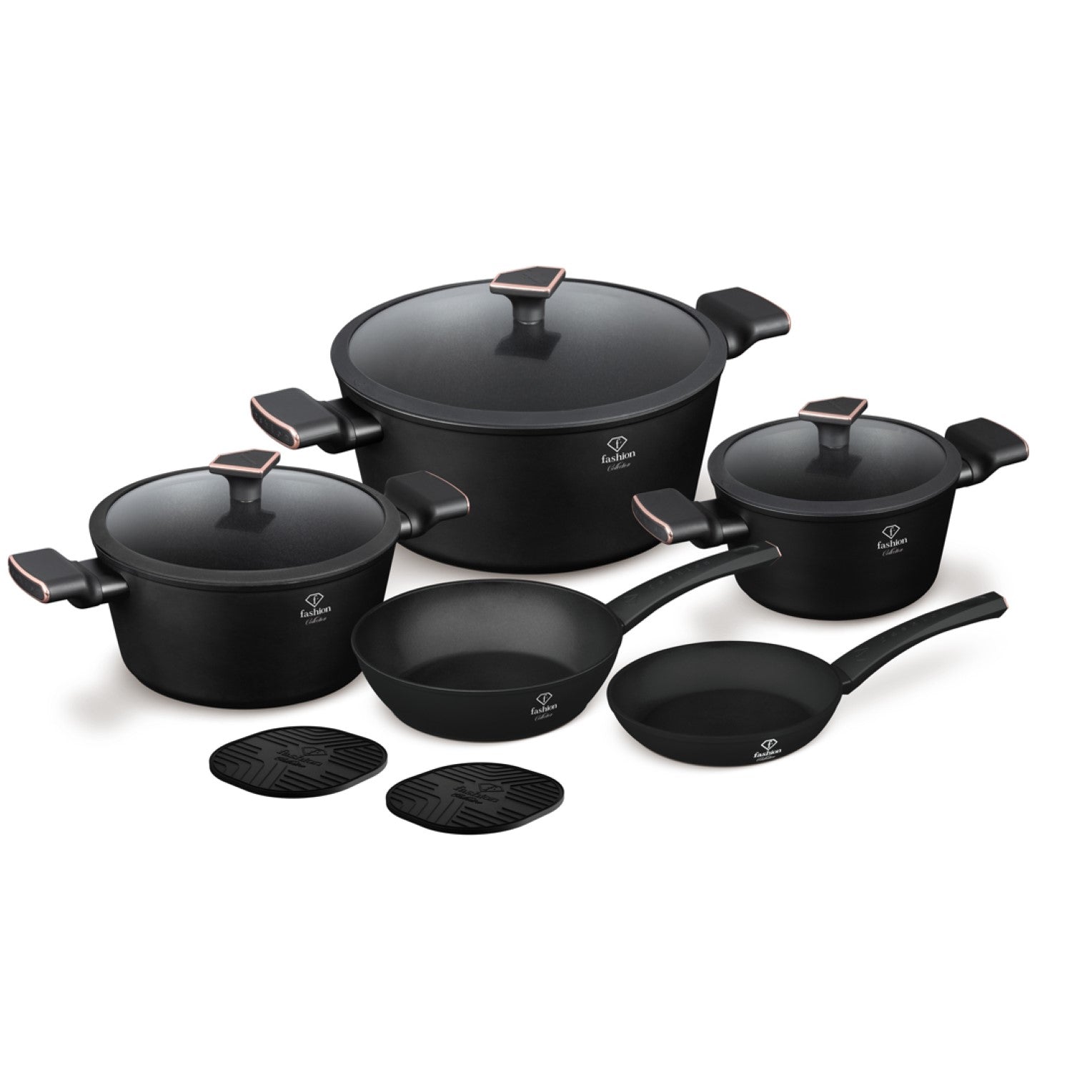Fashion By Berlinger Haus 10 Piece TitanPro Non-Stick Cookware Set - Matte Black