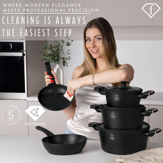 Fashion By Berlinger Haus 10 Piece TitanPro Non-Stick Cookware Set - Matte Black