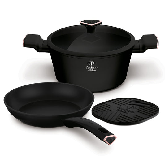 Fashion By Berlinger Haus 4-Piece Titan Pro Non-Stick Cookware Set - Black Rose