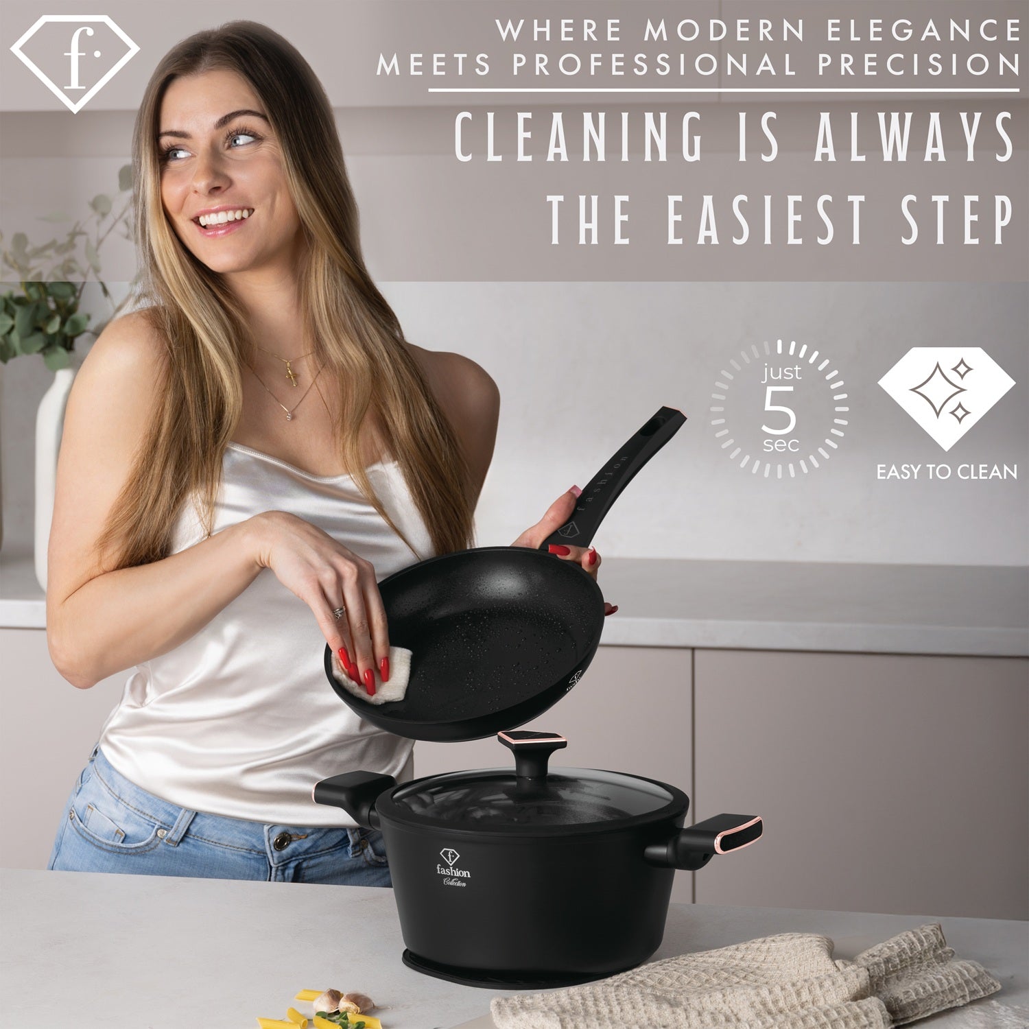 Fashion By Berlinger Haus 4-Piece Titan Pro Non-Stick Cookware Set - Black Rose