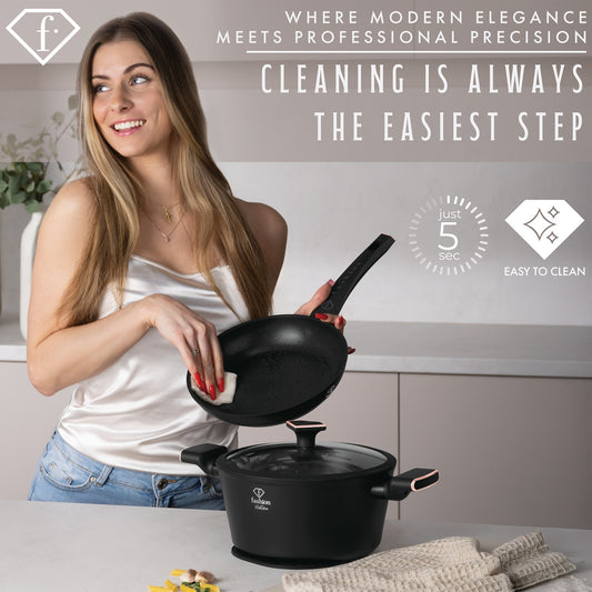 Fashion By Berlinger Haus 4-Piece Titan Pro Non-Stick Cookware Set - Black Rose