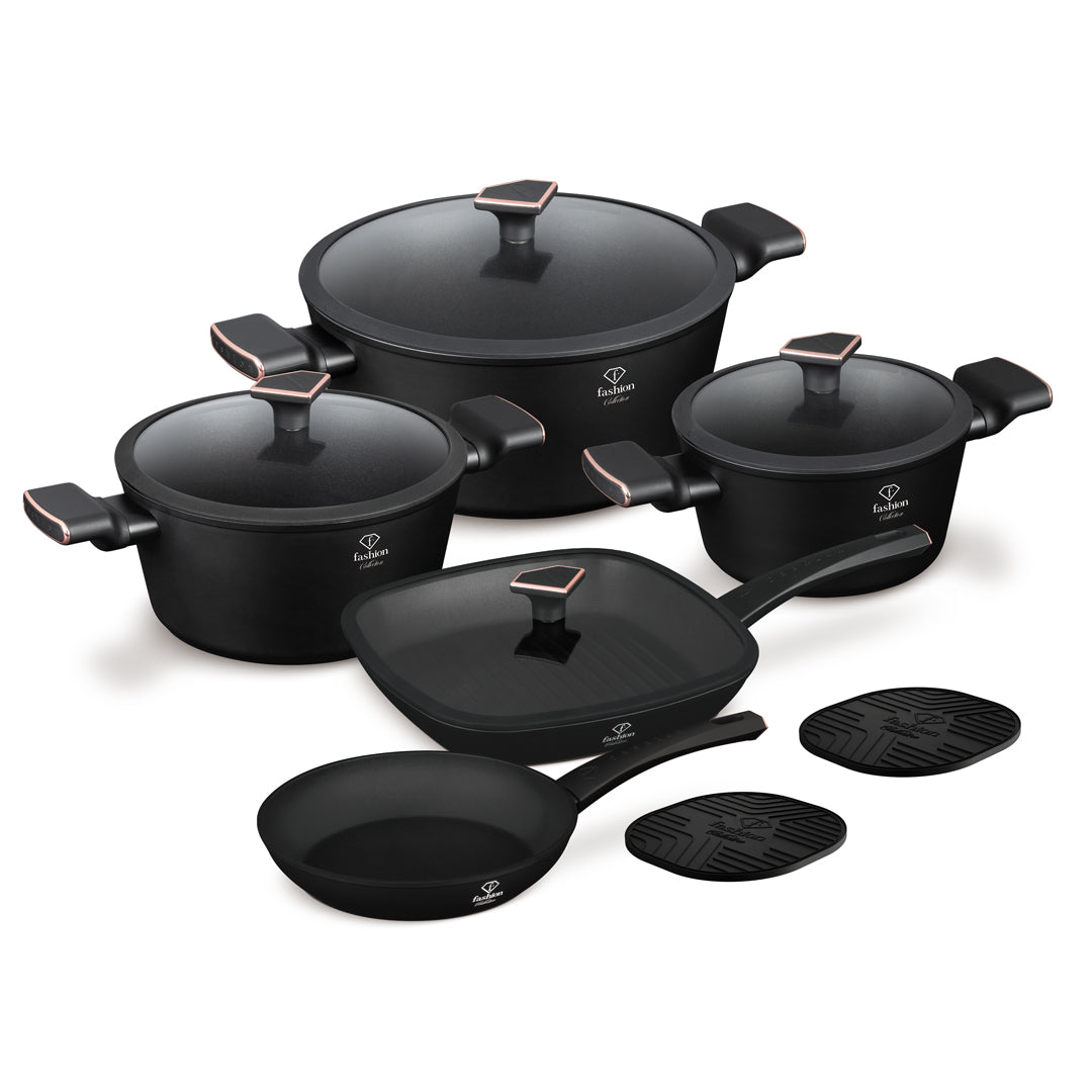 Fashion By Berlinger Haus 11-Piece Titan Pro Non-Stick Cookware Set - Black Rose