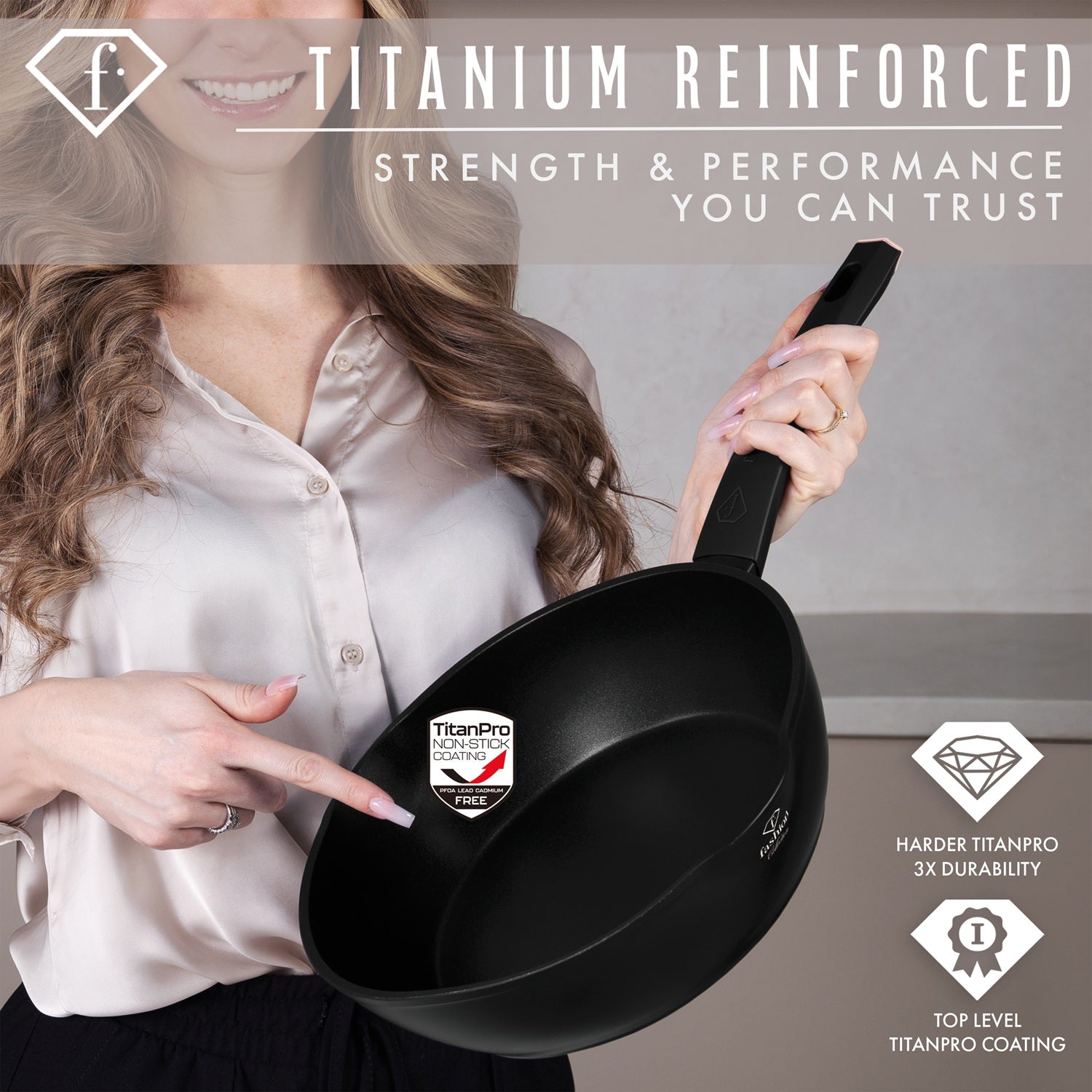Fashion By Berlinger Haus 8-Piece Titan Pro Non-Stick Fry & Grill Pan Set - Black Rose