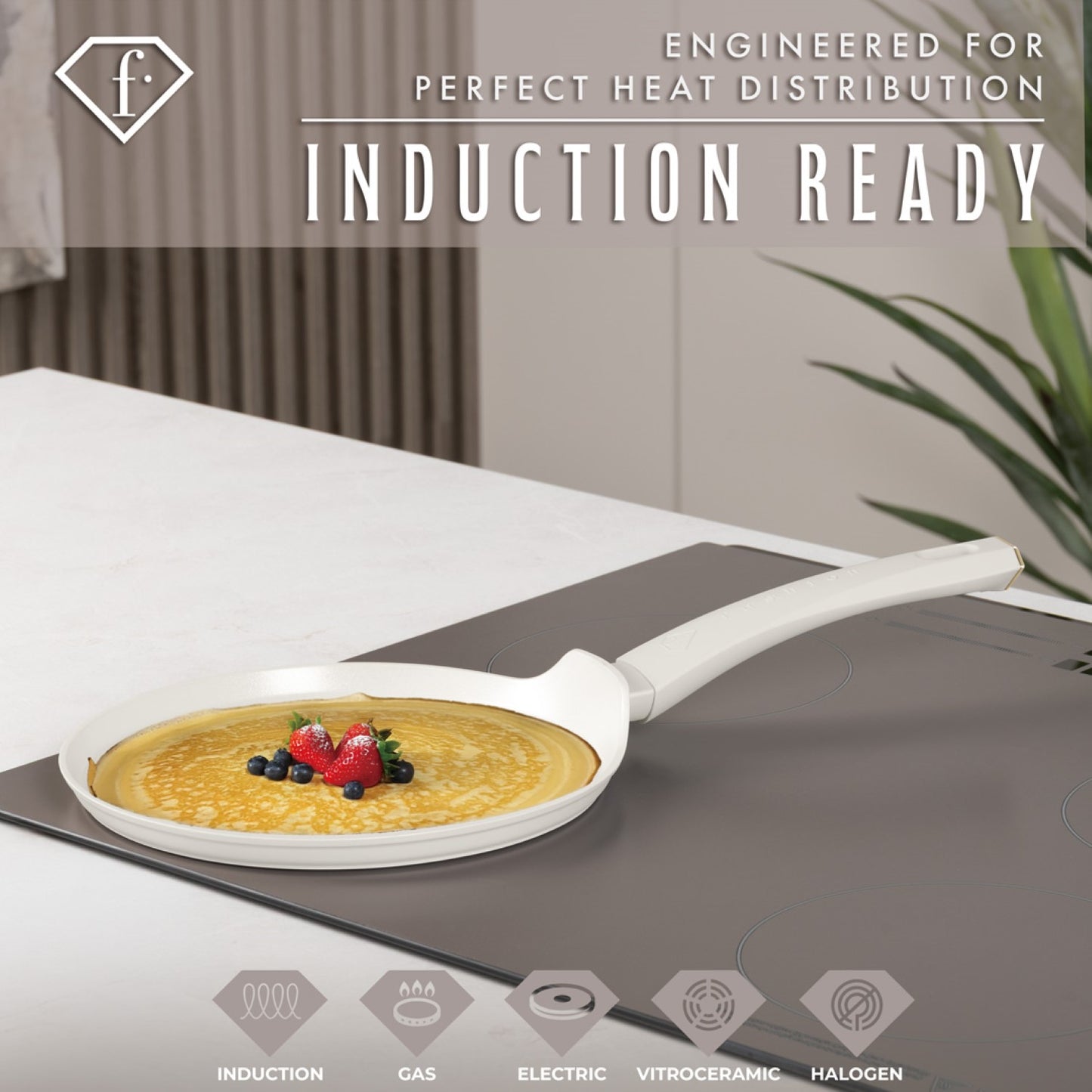 Fashion By Berlinger Haus 25cm TitanPro Non-Stick Pancake Pan - Cream