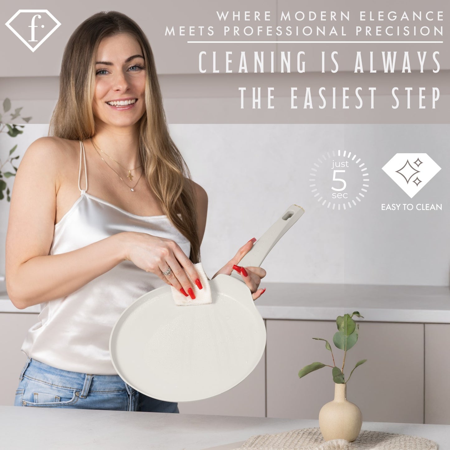 Fashion By Berlinger Haus 25cm TitanPro Non-Stick Pancake Pan - Cream