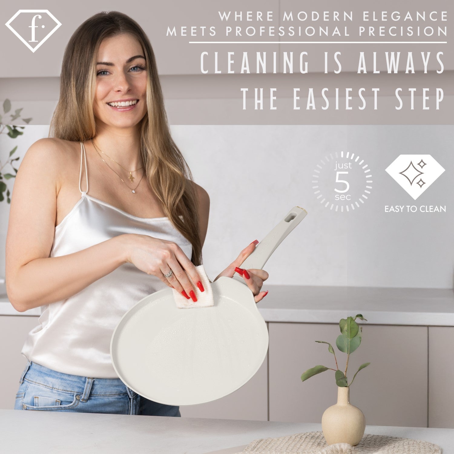 Fashion By Berlinger Haus 25cm TitanPro Non-Stick Pancake Pan - Cream