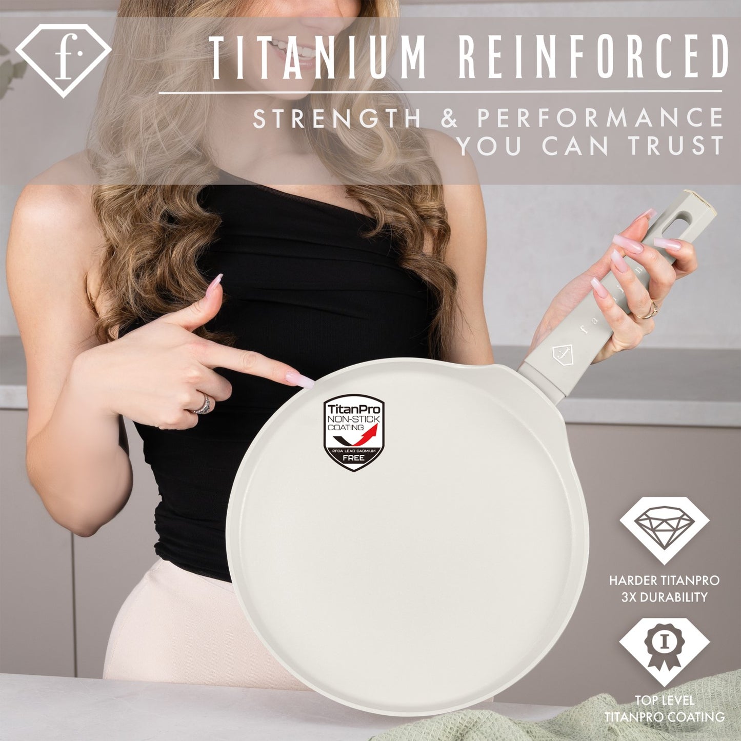 Fashion By Berlinger Haus 28cm TitanPro Non-Stick Pancake Pan - Cream