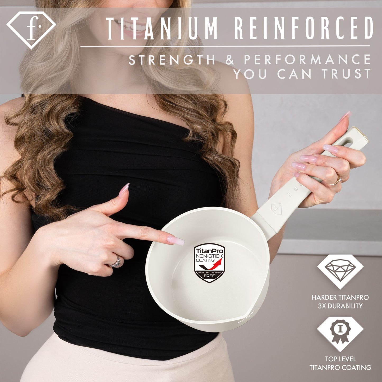 Fashion By Berlinger Haus 16cm TitanPro Non-Stick Sauce Pan - Cream