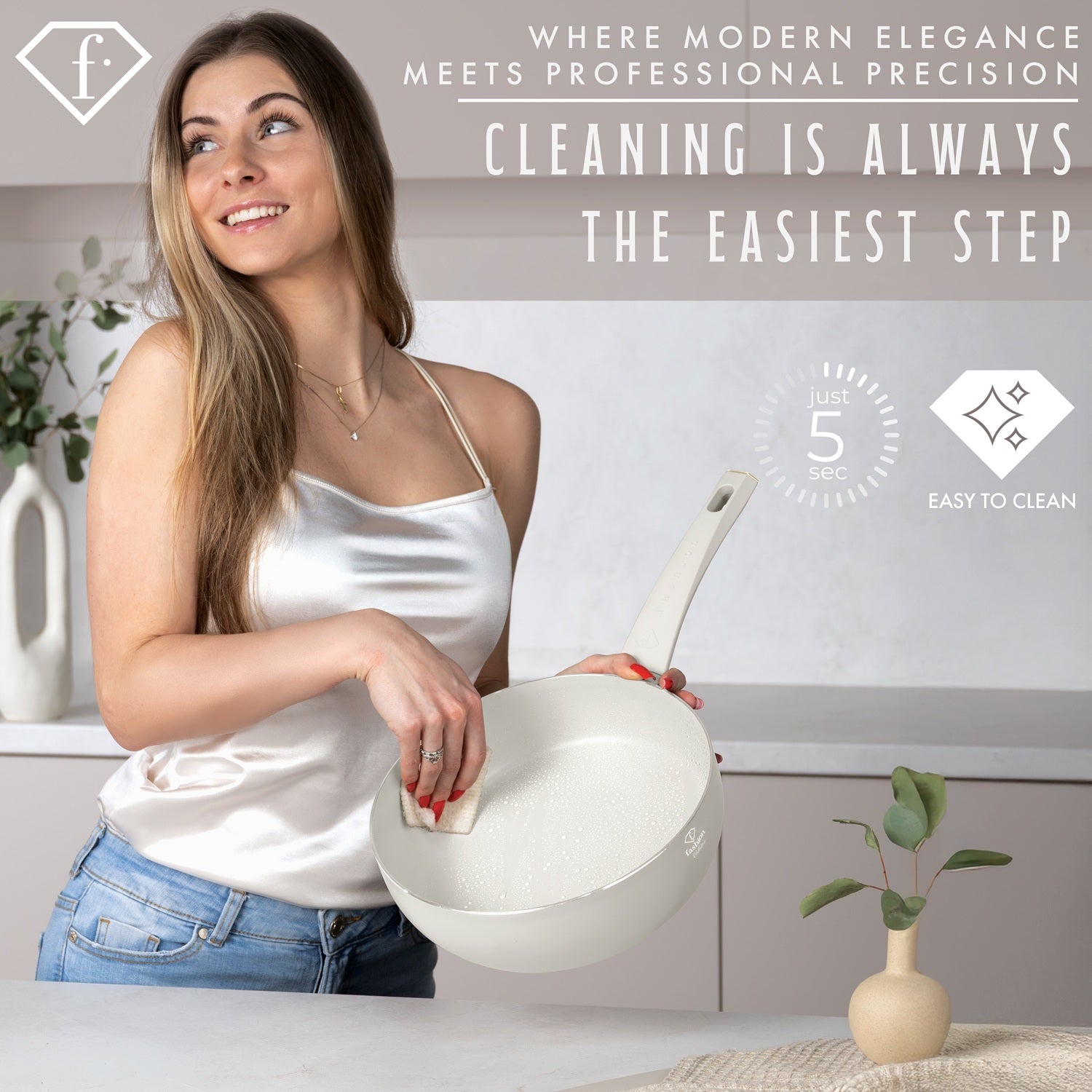Fashion By Berlinger Haus 26cm Titan Pro Non-Stick Flip Frypan - Matt Cream