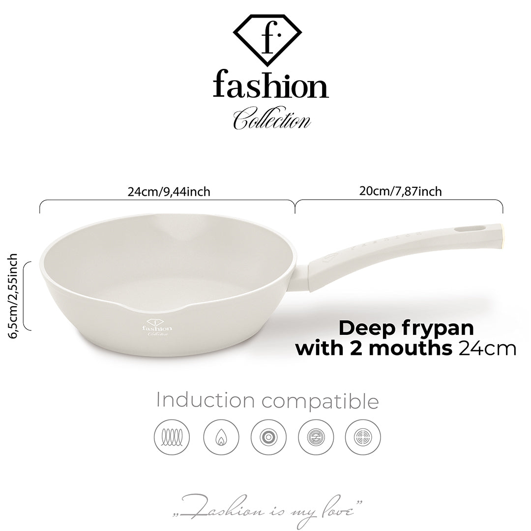 Fashion By Berlinger Haus 24cm Titan Pro Non-Stick Deep Frypan - Matt Cream