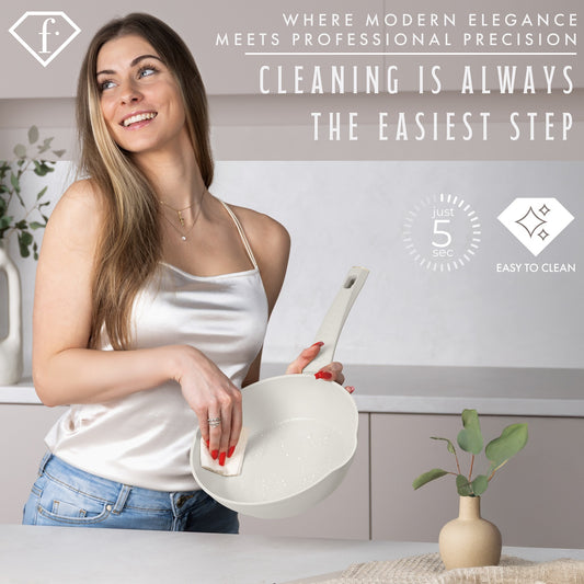 Fashion By Berlinger Haus 24cm Titan Pro Non-Stick Deep Frypan - Matt Cream