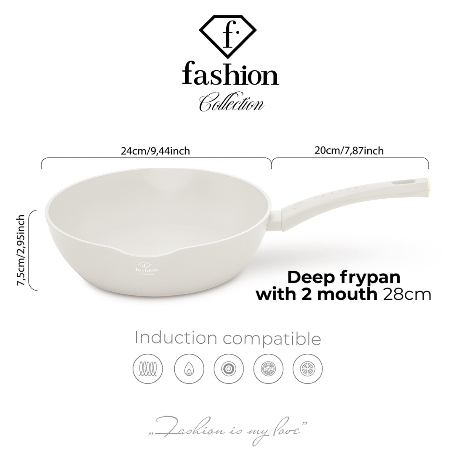 Fashion By Berlinger Haus 28cm TitanPro Non-Stick Deep Frypan - Cream