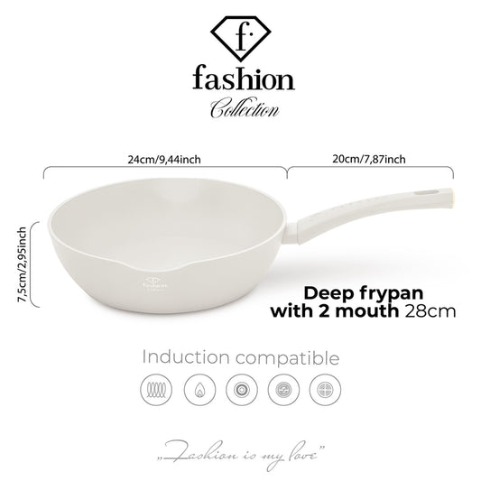 Fashion By Berlinger Haus 28cm TitanPro Non-Stick Deep Frypan - Cream