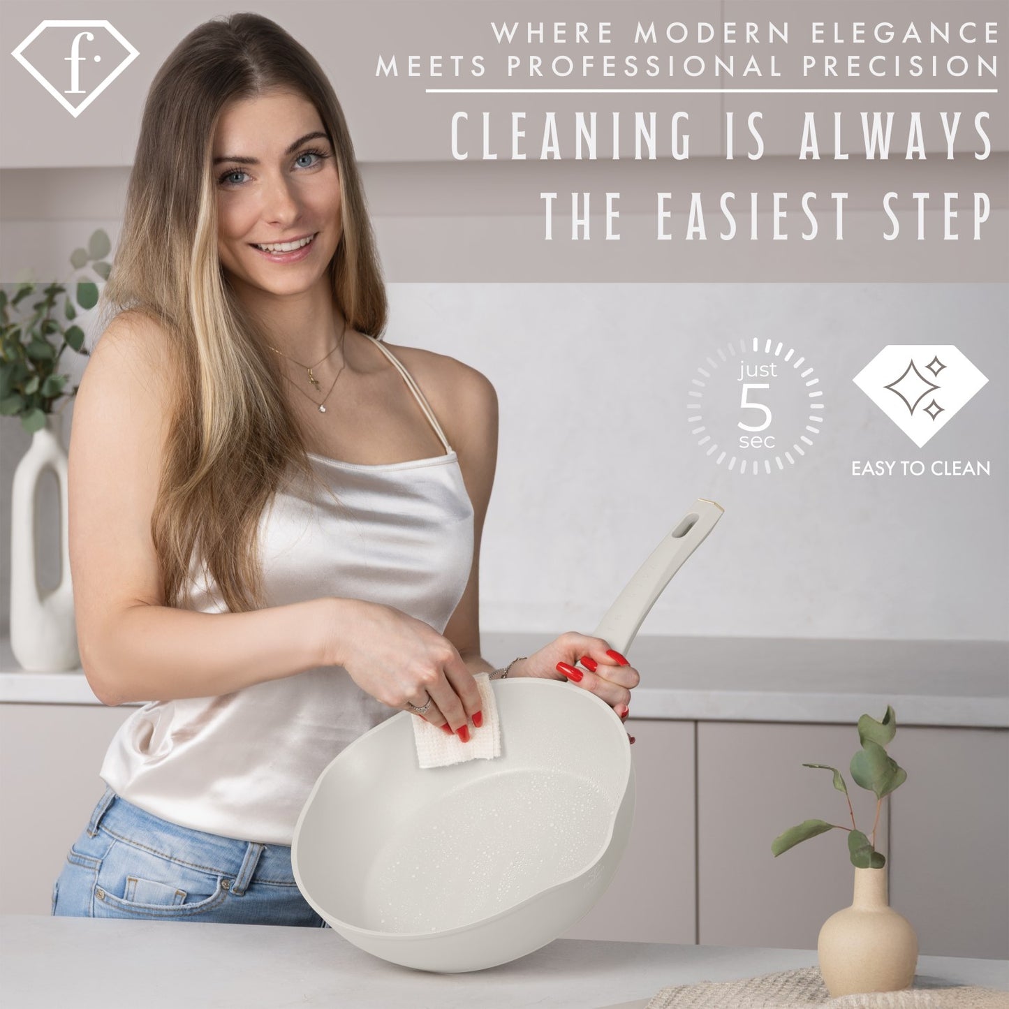 Fashion By Berlinger Haus 28cm TitanPro Non-Stick Deep Frypan - Cream