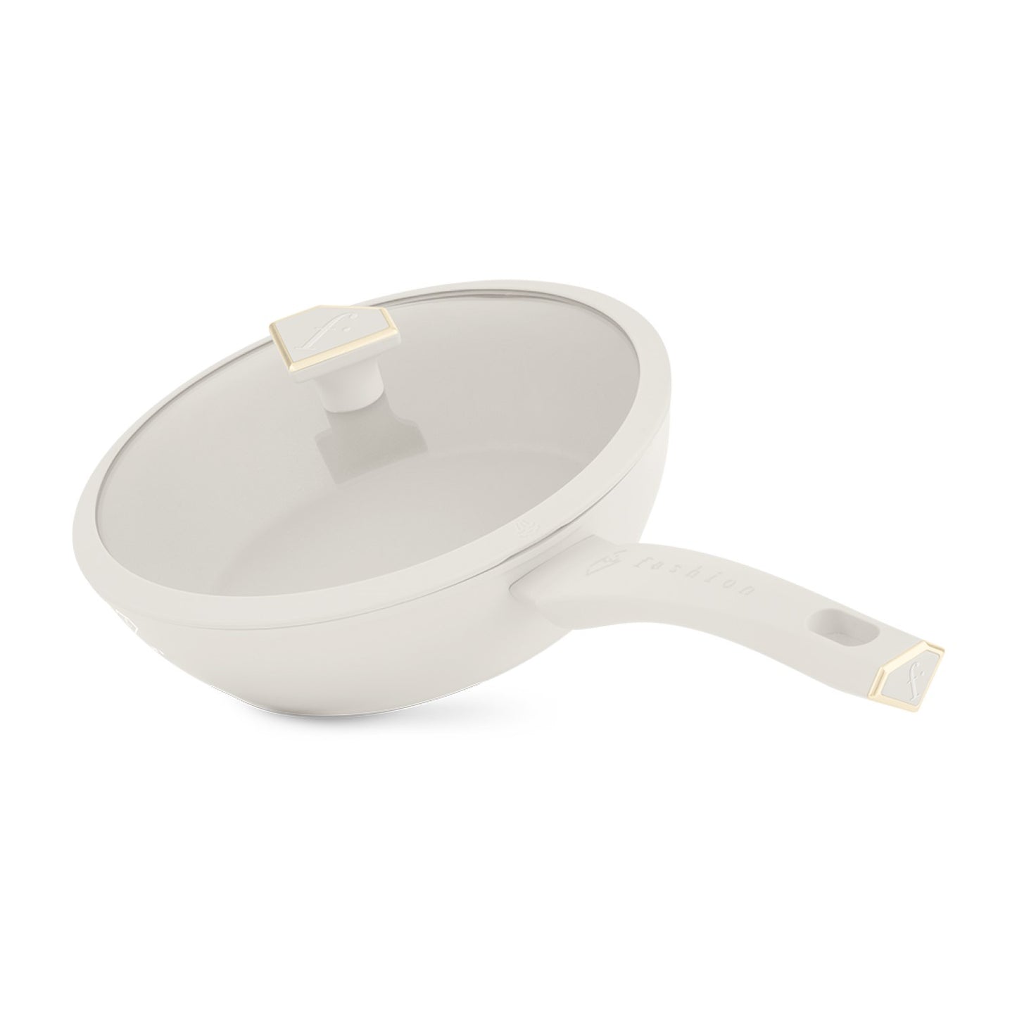 Fashion By Berlinger Haus 24cm TitanPro Non-Stick Deep Frypan with Lid - Cream