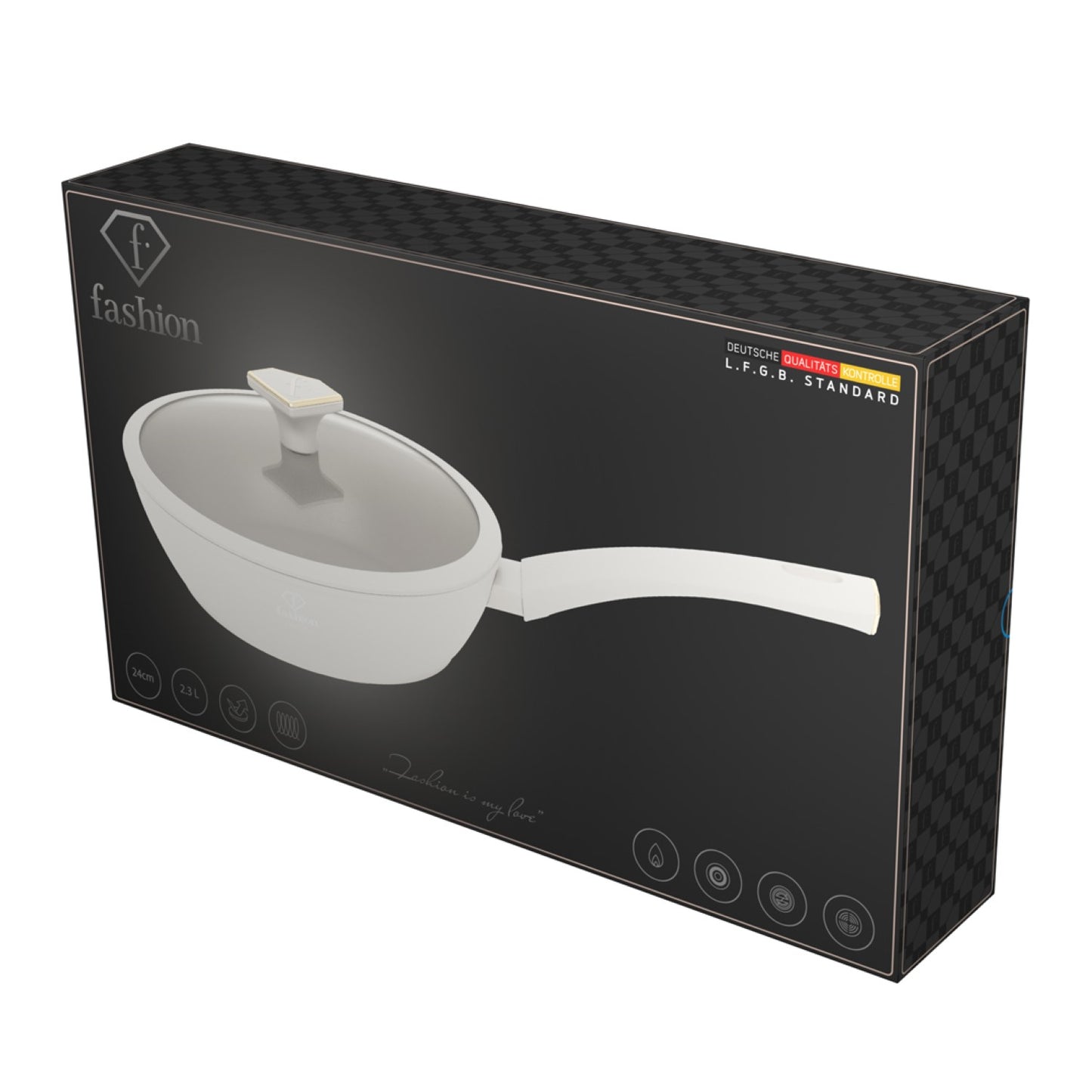 Fashion By Berlinger Haus 24cm TitanPro Non-Stick Deep Frypan with Lid - Cream