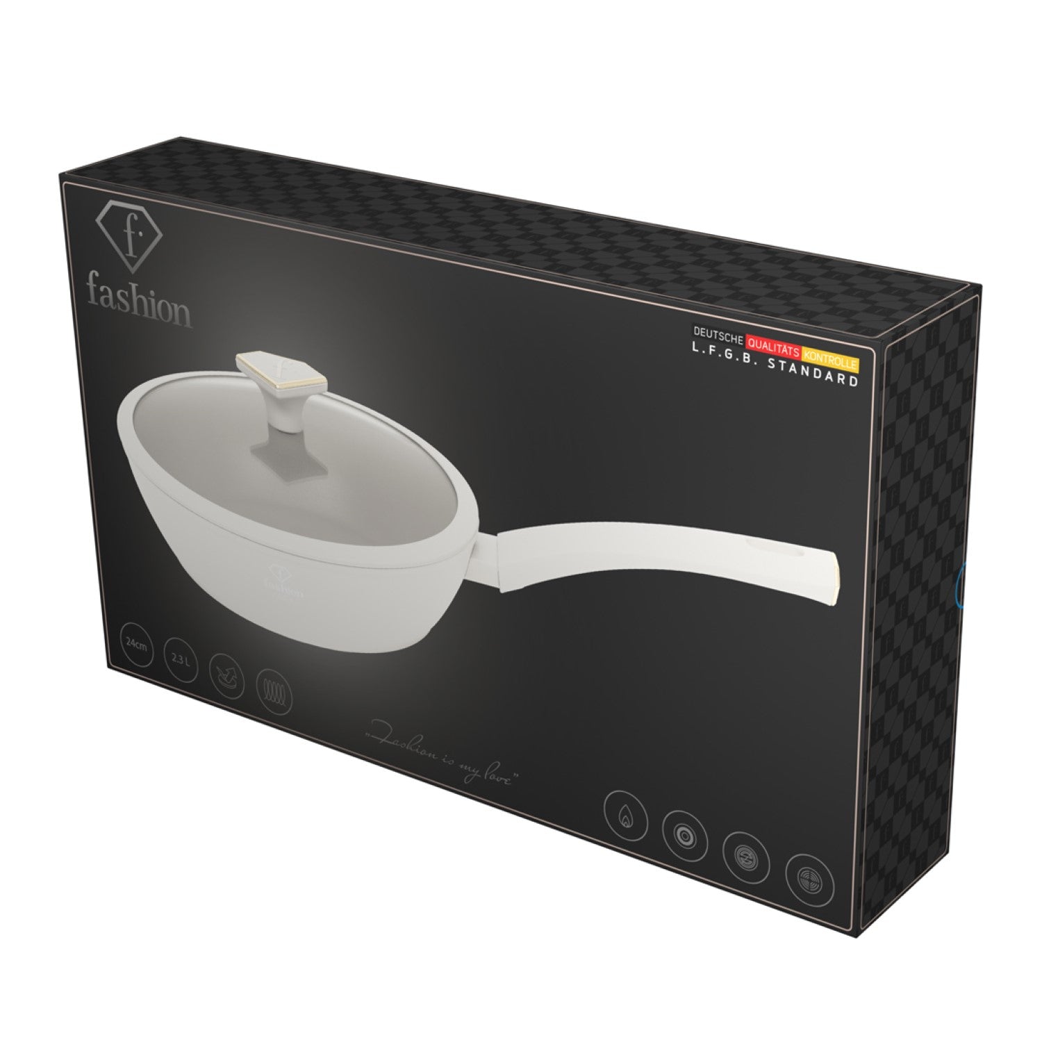 Fashion By Berlinger Haus 24cm TitanPro Non-Stick Deep Frypan with Lid - Cream
