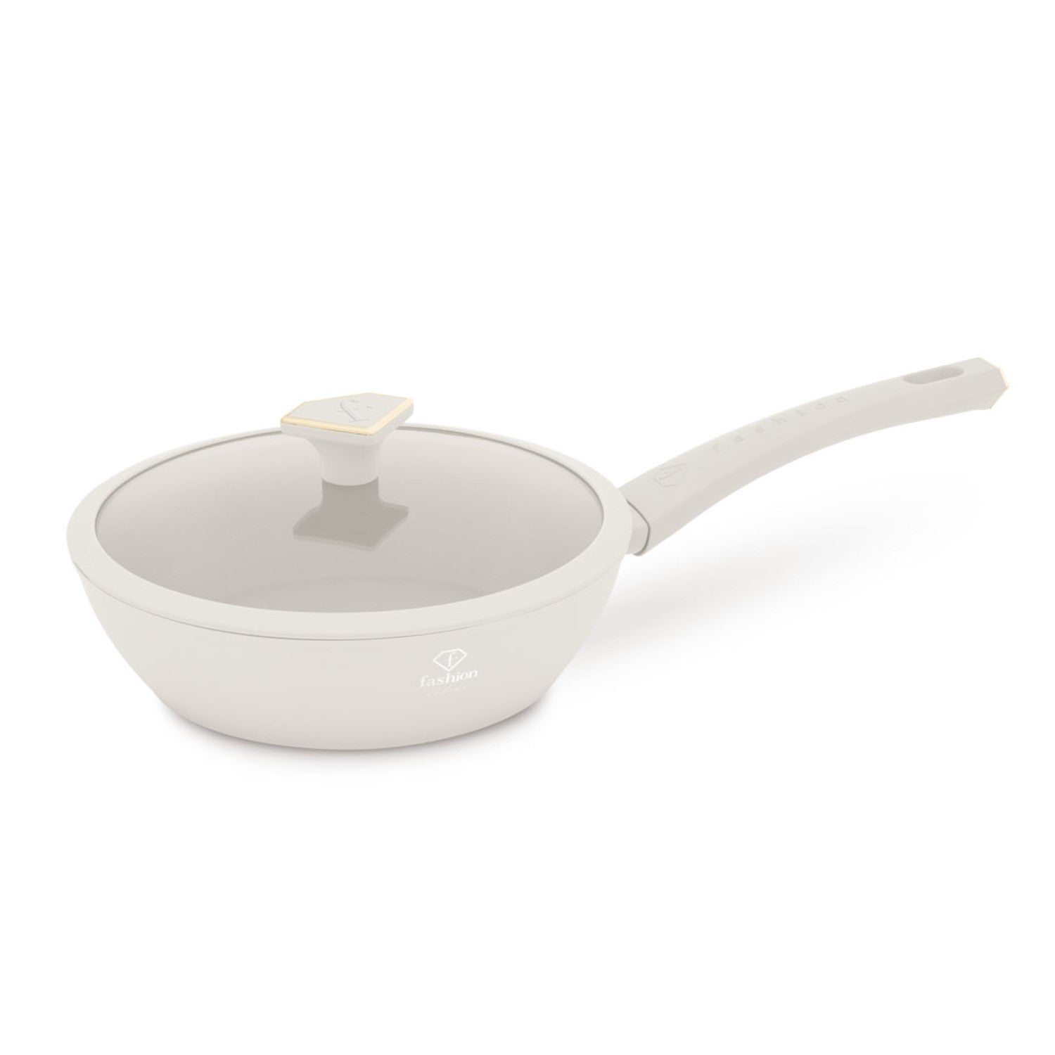 Fashion By Berlinger Haus 24cm TitanPro Non-Stick Deep Frypan with Lid - Cream