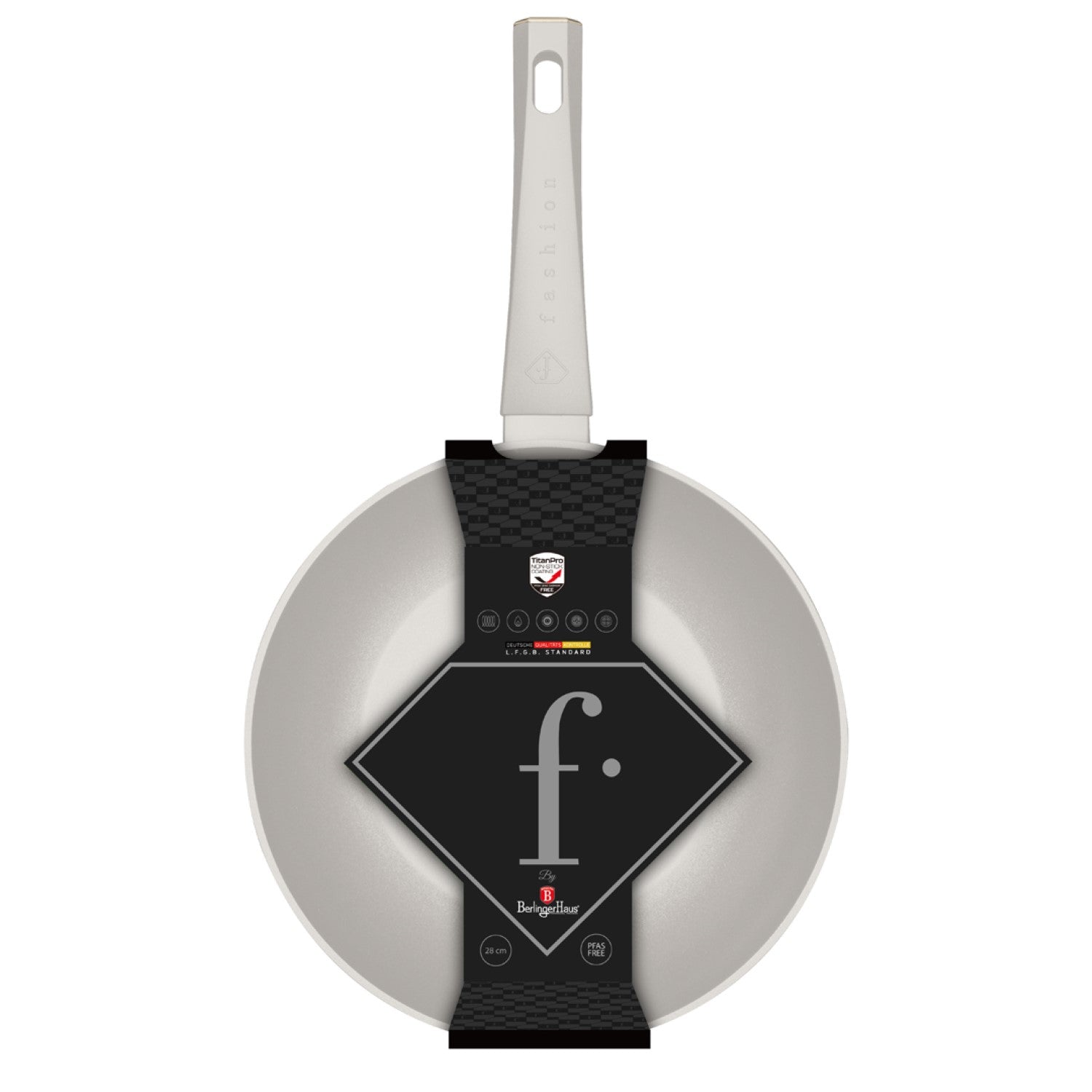 Fashion By Berlinger Haus 28cm TitanPro Non-Stick Wok - Cream