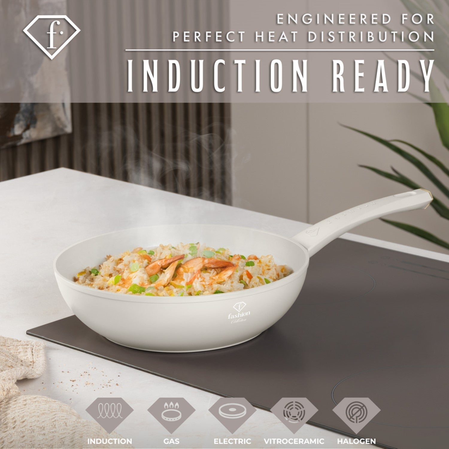 Fashion By Berlinger Haus 28cm TitanPro Non-Stick Wok - Cream