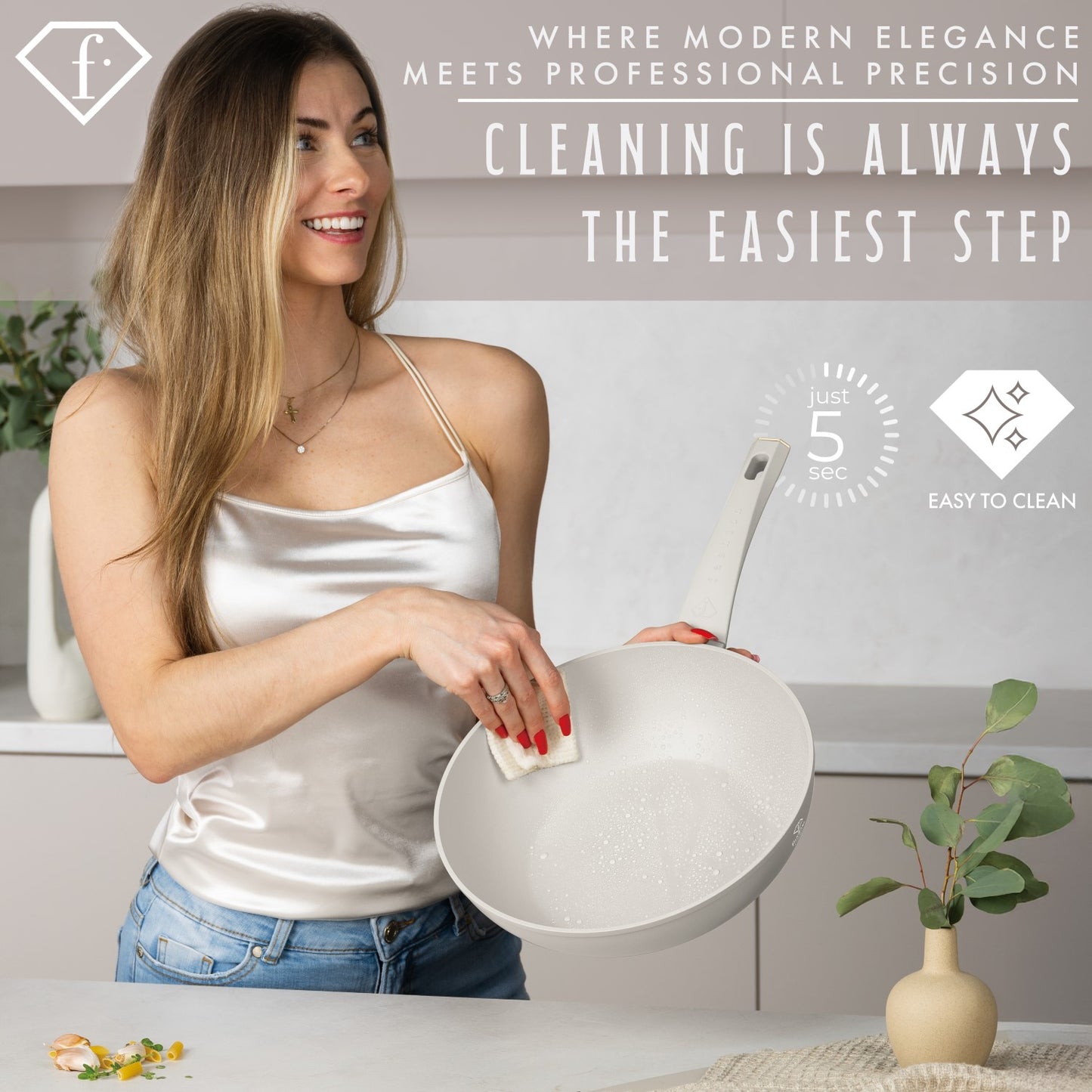 Fashion By Berlinger Haus 28cm TitanPro Non-Stick Wok - Cream